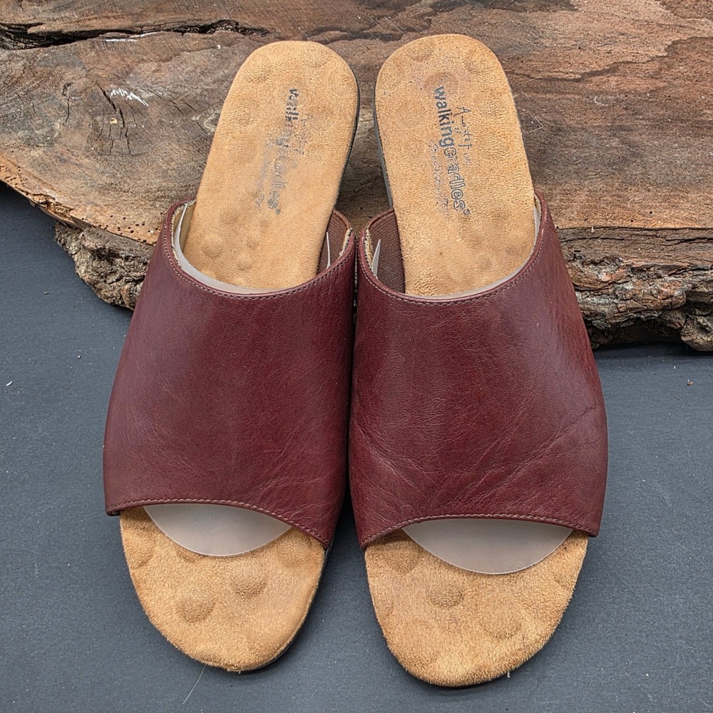 Resort Walking Cradles Slide Sandals W 13 Brown Leather Wedge Open Toe Comfort